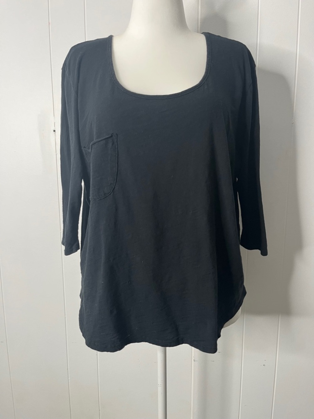 Fresh Produce Black Scoop Neck Women's Top 100% cotton Jersey Knit O/S